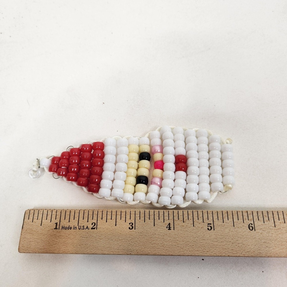 Pony Beaded Plastic Santa Claus Christmas Doll Ornament Multicolor Hanging Small - Picture 4 of 4